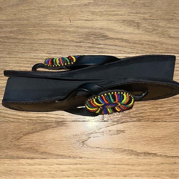 Never worn handmade beaded sandals- multicolored - Picture 6 of 6